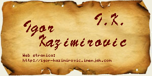 Igor Kazimirović vizit kartica